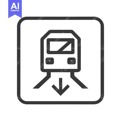 Train Arrival Icon: Modern, Minimalist Design with Downward Arrow Symb