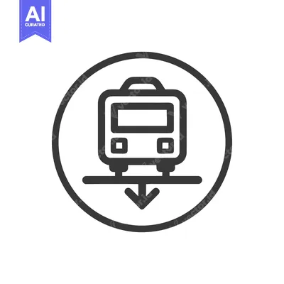 Train Underground Icon: Minimalist Symbol in Circle with Arrow