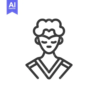 Minimalist Avatar Icon: Stylized Woman with Bob Haircut and V-Neck Top