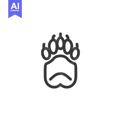 Aset desain premium: A Black and White Outline of a Bear Paw Print