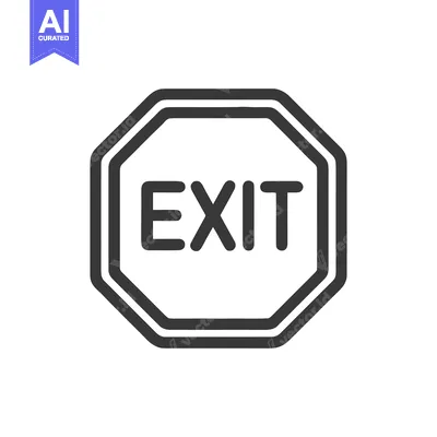 Bold Exit Sign Icon: Octagonal Shape, Clear Typography, Minimalist Des