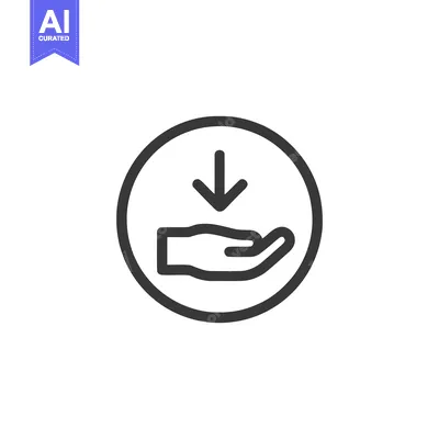 Aset desain premium: Receiving Hand Icon: Simple Line Art in Circle, Donation Concept