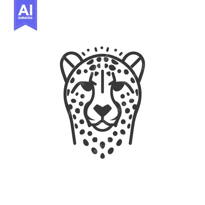 Aset desain premium: A Black and White Outline of a Cheetah's Head