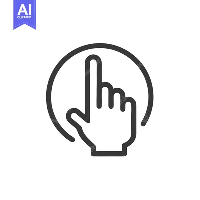 Premium design asset: Minimalist Hand Cursor Icon: Pointing Finger in Circle, Black and Whit
