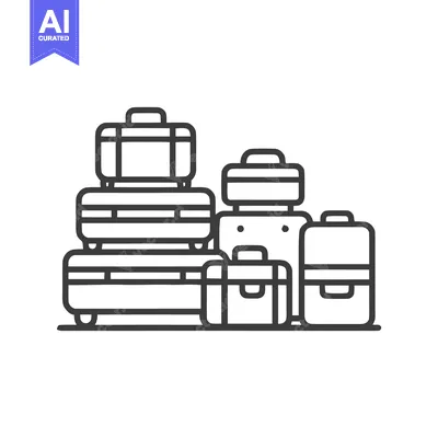 Stacked Luggage Icon: Minimalist Line Art for Travel and Vacation Conc