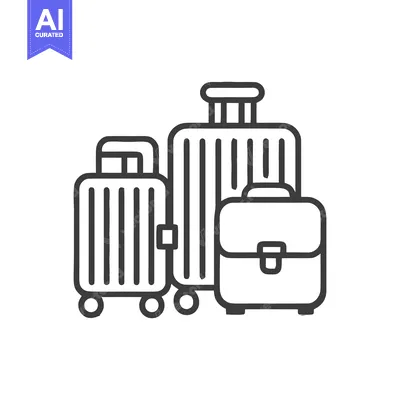 Aset premium populer: Minimalist Luggage Icon: Suitcases and Briefcase in Linear Style