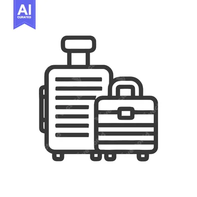 Aset premium populer: Minimalist Luggage Icon: Two Suitcases, Travel Ready, Outline Style