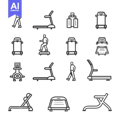 Treadmill and Exercise Equipment Icons
