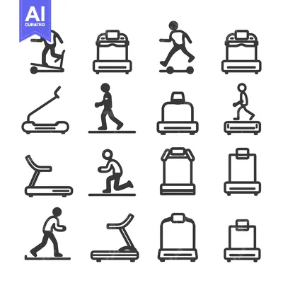 Treadmill Icon Set for Fitness, Exercise and Workout Applications