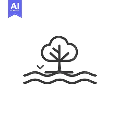 Aset premium populer: Tree with Roots Extending Below Water Surface