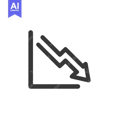 Declining Graph Icon: Downward Trend, Business Loss, Economic Recessio