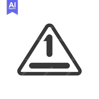 Triangle Warning Sign with Number One and Line