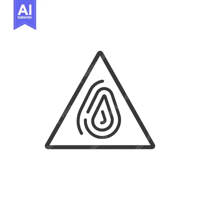 Triangle Warning Sign with Water Drop Icon Inside