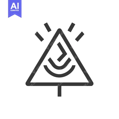 Triangular Warning Sign with Curved Arrow and Rays