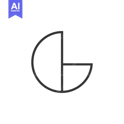 Aset desain premium: A black and white outline of a divided circle