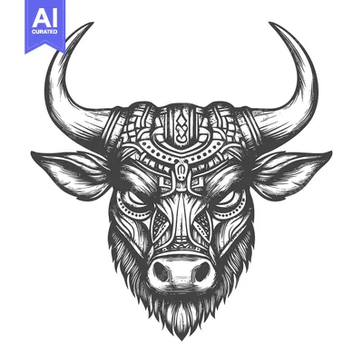 Ornamental Bull Head with Intricate Design