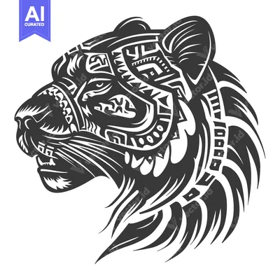 Aset premium populer: Stylized Black and White Profile of a Panther's Head