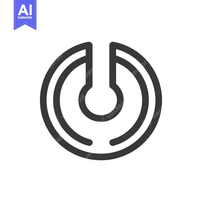 Aset desain premium: A Black and White Outline of a Double Circle with a U-Shape Inside