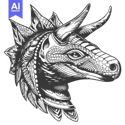 Ornate Dragon-Like Creature with Horn and Scaly Skin