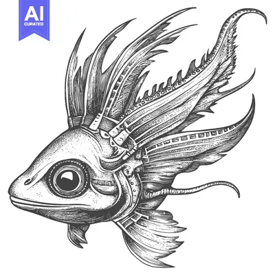 Steampunk Fish with Detailed Fin and Tail