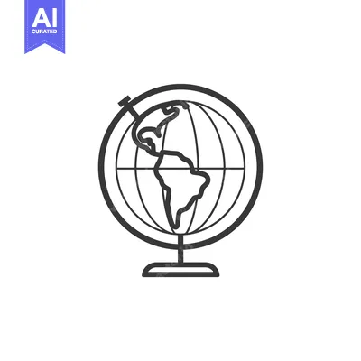 A Black and White Outline of a Globe