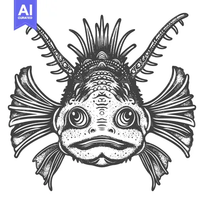 Detailed Illustration of a Spiny Fish with Large Eyes