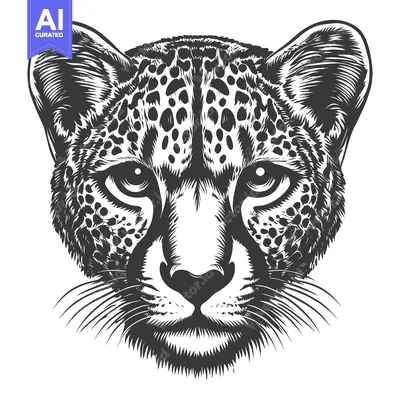 Aset desain premium: A Close-Up Illustration of a Cheetah's Face
