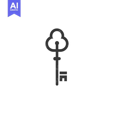 Aset desain premium: A Black and White Outline of a Key
