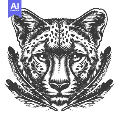 Cheetah Head with Feathers
