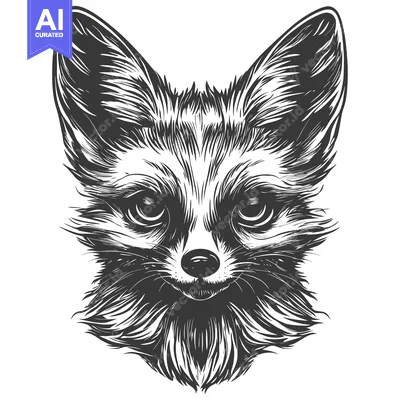 Popular premium asset: Black and White Illustration of a Fox's Head