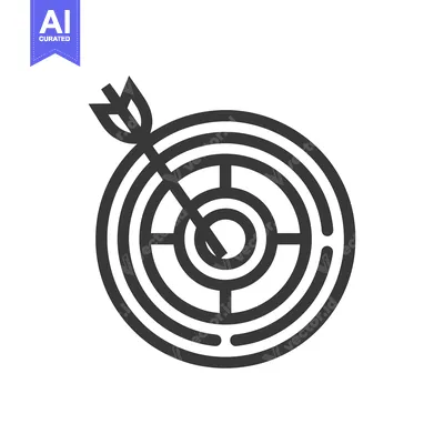 A Black and White Outline of an Arrow Hitting the Center of a Target