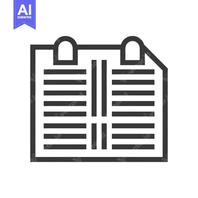Aset premium populer: A black and white outline of a paper document icon with two holes at t