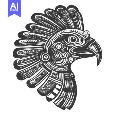 Aztec Eagle with Intricate Feathers and Geometric Designs