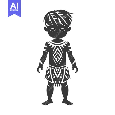 Tribal Boy with Body Art and Traditional Clothing