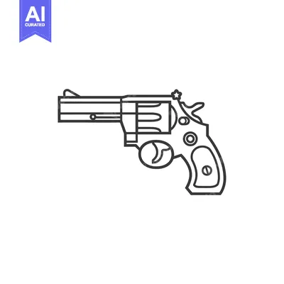 A Black and White Outline of a Revolver
