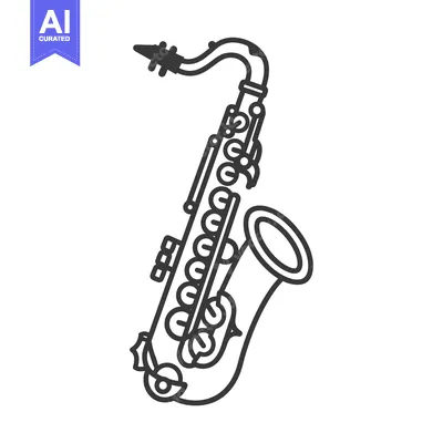 Aset desain premium: A Black and White Outline of a Saxophone