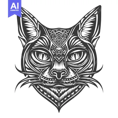 Popular premium asset: Tribal Cat Head with Geometric Pattern