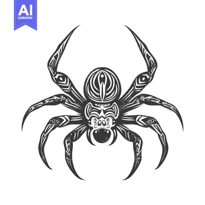 Tribal Design of a Black and White Spider