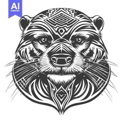 Tribal Geometric Otter Head Design