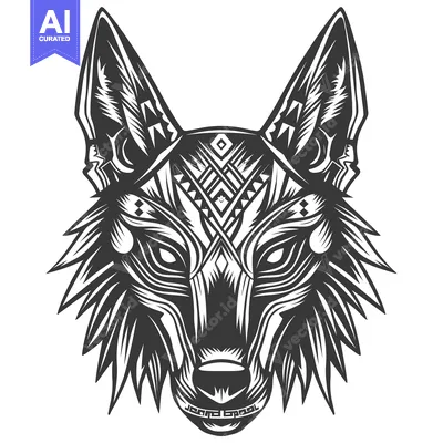 Tribal Geometric Wolf Head with Intricate Details