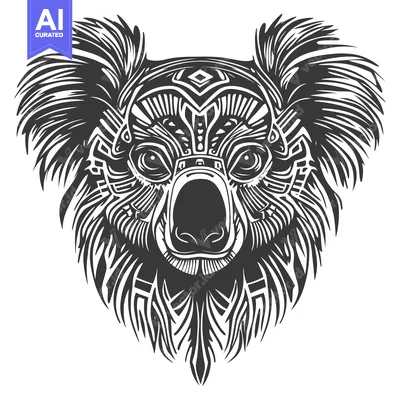 Tribal Koala Face with Geometric Patterns