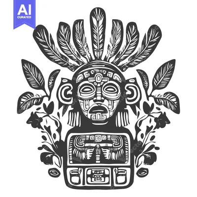 Tribal Mask Adorned with Feathers and Floral Motifs