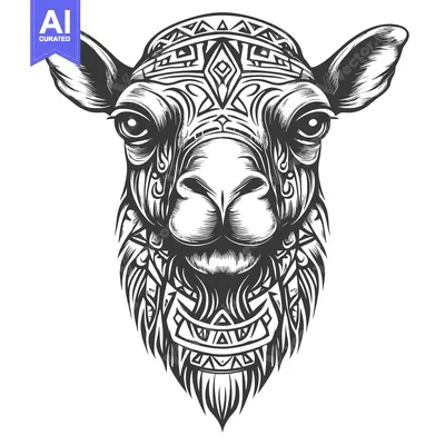 Tribal Patterned Camel Head Illustration