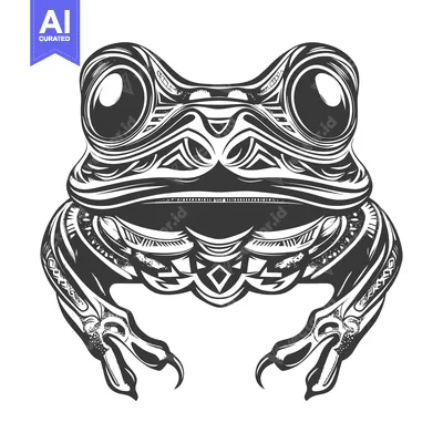 Tribal Patterned Frog with Large Eyes