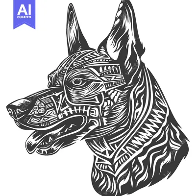 Tribal Patterned German Shepherd Head in Profile
