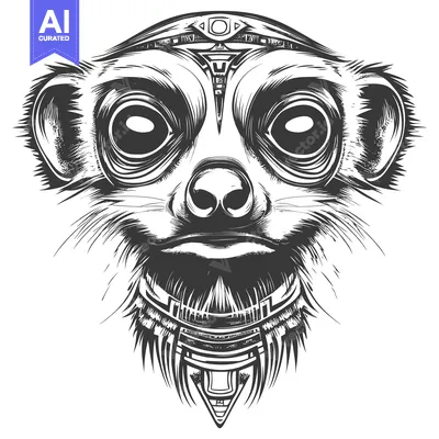 Tribal Patterned Meerkat Head with Big Eyes