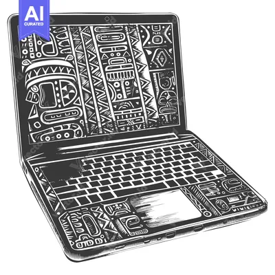 Tribal Pattern Laptop Computer Illustration