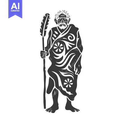 Tribal Shaman with Staff and Ornate Robe