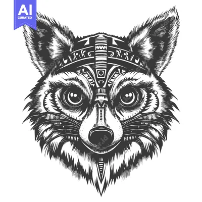 Popular premium asset: Tribal-Style Black and White Fox Head Illustration
