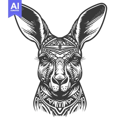 Tribal-Style Design of a Kangaroo's Head